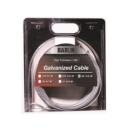 Baron Baron Galvanized Galvanized Steel 3/8 in. D X 50 ft. L Aircraft Cable 03105